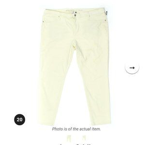 AVA & VIV Cream White Denim Legging Crop Skinny Pants 20W